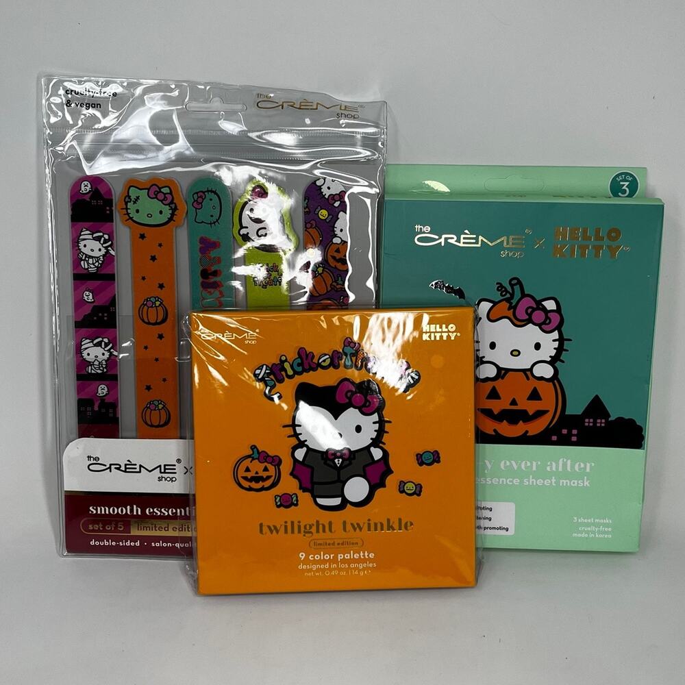 New The Crème Shop Hello Kitty Bundle, Twilight Twinkle Pallet, Sheet Mask, Nail